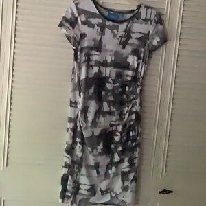 Simply Vera Vera Wang Gray Black Embellished Sheath Midi Dress